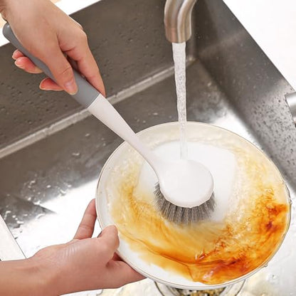 2Pcs Long Handle Dish Brushes Dish Brush with Handle Kitchen Scrub Brushes for Cleaning Pots Pans Sink