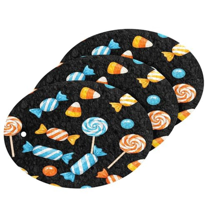 Candy Sweet Halloween Dish Scrub Sponges Kitchen Non Scratch Reusable Compressed Cellulose Sponge Hanging for Household Cleaning Washing Dishes Pots and Pans 3 Pack - color: Pattern19