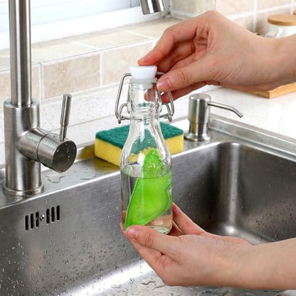 6 Pcs Bean Bottle Cleaning Sponge Reusable Bean Shape Water Bottle Cleaning Sponge Magic Heat Resistance Pod Sponges with Ceramic Balls Green Shaped Internal Tools of Small Mouth