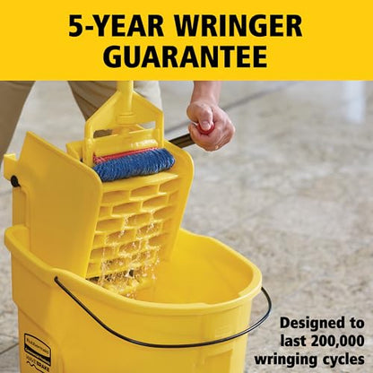 Rubbermaid Commercial Products WaveBrake 26 Qt. Side-Press Mop Bucket and Wringer Combo on Wheels, Yellow, for Professional/Industrial/Business Heavy-Duty Floor Cleaning/Mopping - size: 26 Qt