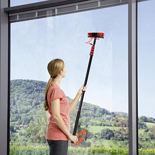 Water Fed Pole Kit,20 Feet Reach Solar Panel Cleaning Brush,Window Glass Solar Panel Cleaning System Washing Equipment Tool & Spray Washer Water Fed Pole w/Squeegee
