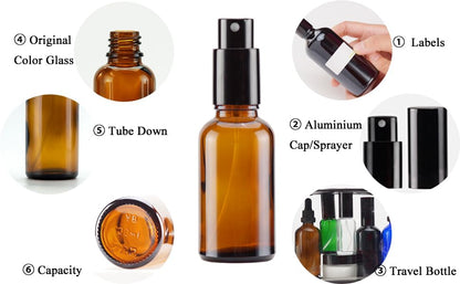 YIZHAO Amber Glass Spray Bottles 1oz, with Small Fine Mist Spray, Metal Cap, Refillable for Essential Oil,Travel,Cleaning,Perfume,Aromatherapy,Makeup – 12 Pcs - color: Amber, size: 30ml-12