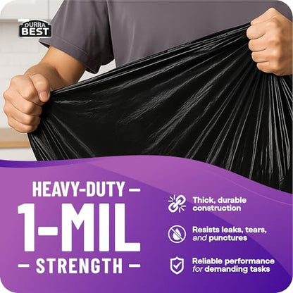 Heavy-Duty Trash Bags – 120 count, 18 Gallon Black, Ultra Thick Drawstring Garbage Bags – Leak-Resistant for Home & Commercial Use, Big Trash Bags, Made in USA - color: Black