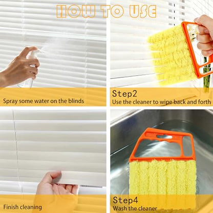 2 Pcs Blinds Cleaner Duster Tool 7 Finger Microfiber Washable Mini Window Dusters for Cleaning Dust Remova for Window Air Conditioner Vent Fans Venetian Shades Wood Blinds Dust Dirt - color: Orange