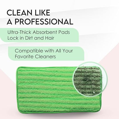 Turbo Mops Reusable Floor Mop Pads - Pack of 2, Machine Washable, 12-inch Microfiber Mop Refills - Compatible with Swiffer Wet Jet - Household Cleaning Tools - size: 2 Count (Pack of 1)
