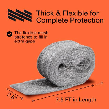 Steel Wool Mice Control 3-pc, Mouse Hole Filler, Scissors & Gloves, MaPorch | 22.5ft Total - Sharp, Strong & Expanding - Fits All Gaps - Immediate Install - Block Rats, Rodents, Bugs & Squirrels - size: 3-Pack