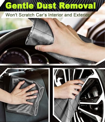 Airlab Carbon Microfiber Towels for Car Drying Window Glass Cleaner Magic Cleaning Cloth Auto Detailing Car Wipes Lint Free Rags Large Towel Interior Detailer, Pack of 4, 20" x 16", Grey - color: 20 X 16 Inch, Pack of 4, Grey