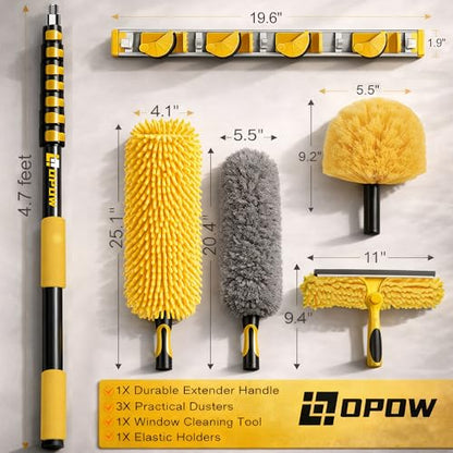 36 Foot High Ceiling Duster Kits with 4.6-30ft Heavy Duty Extension Pole, High Reach Duster for Cleaning,Microfiber Feather Duster,Cobweb Duster,Ceiling Fan Duster,Window Squeegee & Cleaner - size: 30 feet