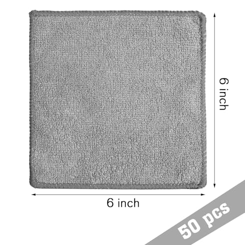 Tanlade Cleaning Cloth Dry Erase Cloth Cleaning Rags Reasonable Kitchen Towels Microfiber Towels Cars Wash(6 x 6 Inch,Gray,50 Pcs) - color: Gray, size: 6 x 6 Inch