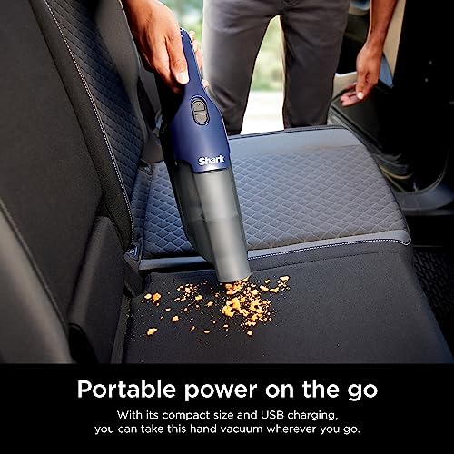 Shark Cyclone PET Handheld Vacuum | HyperVelocity Suction | Powerful Pet Hair, Home & Car Cleaning | USB Rechargable| Lightweight | Crevice Tool & Multi Surface Pet Tool | Navy Blue/Grey | CH701 - style: Cyclone w/ 2 attachments