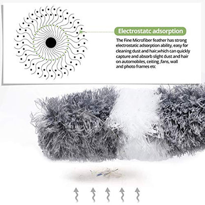 DELUX Microfiber Feather Duster Extendable Duster with 100 inches Extra Long Pole, Bendable Head & Long Handle Dusters for Cleaning Ceiling Fan, High Ceiling, Blinds, Furniture & Cars - color: White