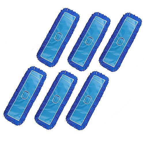 Matthew 24'' Microfiber Loop Dust Mop Washable Commercial&Residential Heavy Duty Mop Head Replacement Premium Absorbent Industrial Dust Mop Refill Pads for Hardwood, Office,Garage and Hotel -6Pack - color: Blue(microfiber Loop-end), size: 24'' 6 Pack
