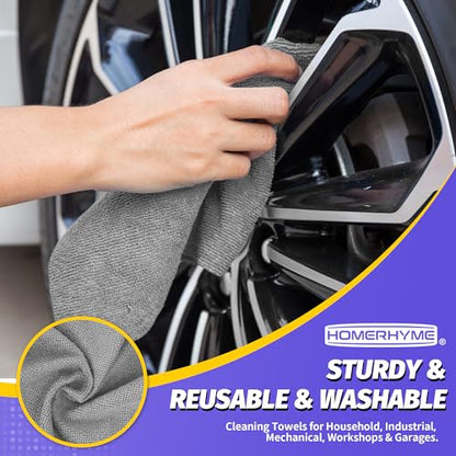 Microfiber Cleaning Cloth,150 Pack Grey Cleaning Rags, Bulk All-Purpose Lint-Free Shop Towels Wipes, Commercial Micro Fiber Cleaning Towels Washcloth for Car Garage Housekeeping 11.5"*11.5" - color: Grey, style: 150 Pack