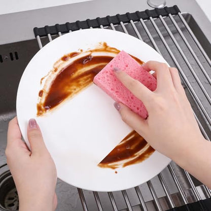 15 PCS Compressed Cellulose Sponges, Dish Sponges Kitchen, Non-Scratch Colorful Sponge Soft Washing Scrubbers for Kitchen Bathroom Car Cleaning Funny Cut-Outs DIY