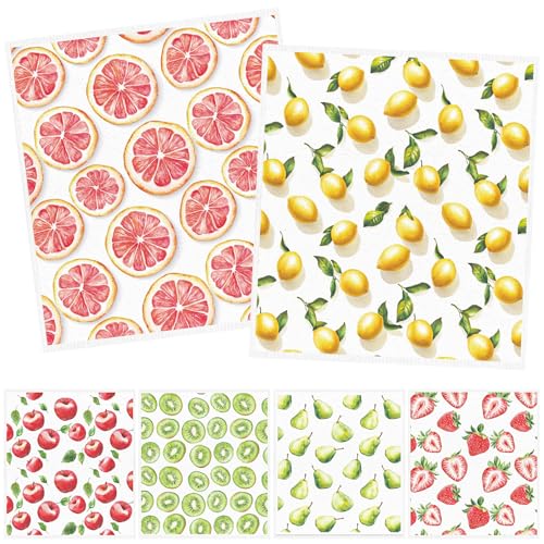 Reusable Swedish Dishcloths for Kitchen, 6PCS Fruit Theme Cellulose Sponge Paper Towels Washable, Absorbent Fast Drying Swedish Dish Cloth for Home Cleaning - style: Fruit