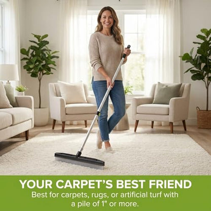 Room Groom Carpet Rake and Groomer with Telescoping 54 Inch Adjustable Handle, Portable Design, Carpet Brush Ideal for Pet Hair, Refreshing High Pile Carpets, Rugs, and Artificial Turf - style: Original