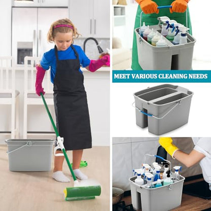Sawysine 2 Pack 23 Qt Double Layer Large Plastic Cleaning Bucket, 18.1 Inch Cleaning Caddy Organizer with Handles Compatible with Flat Head Sponge Mops, Suitable for Household Storage Kitchen Bathroom