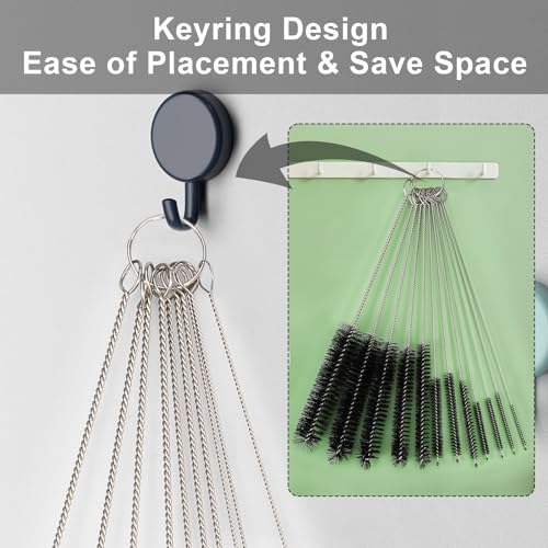 Straw Cleaner Brushes Sets, 12 Pieces 8.2 Inch Botthle Cleaning Brush and Nylon Tube Brush Brush Kit for Sippy Cup, Tumbler, Water Bottle, Drinking Straw (Black) - color: 8.2 Inch Black Cleaning Brushes