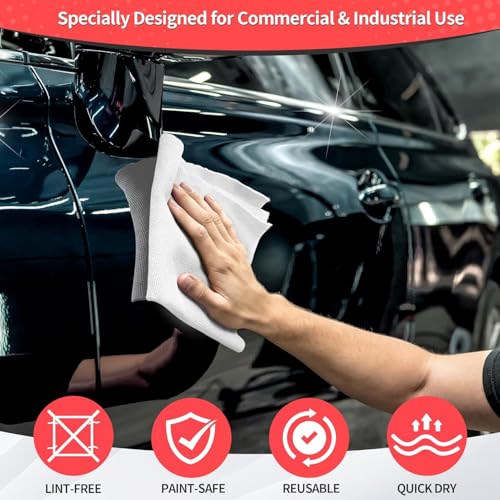 White Microfiber Cleaning Cloth, 150 Pack Shop Towels All-Purpose Cleaning Rags, Bulk Lint-Free Washcloth Reusable Microfiber Towels for Cars Mechanic Garage & Housekeeping 11.5"*11.5" - color: White, style: 150 Pack