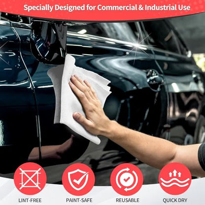 White Microfiber Cleaning Cloth, 150 Pack Shop Towels All-Purpose Cleaning Rags, Bulk Lint-Free Washcloth Reusable Microfiber Towels for Cars Mechanic Garage & Housekeeping 11.5"*11.5" - color: White, style: 150 Pack