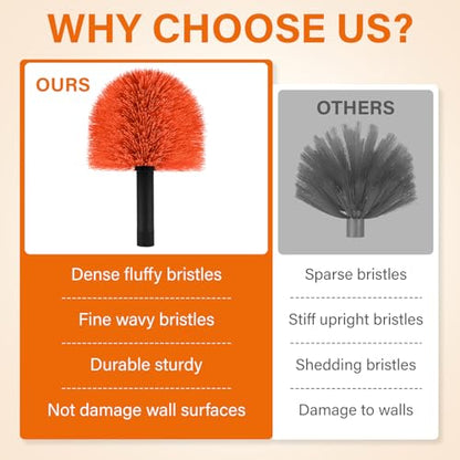 Feather Dusters,Cobweb Duster with 5-20FT Extension Pole | Spider Web for Outdoor & Indoor Web Cleaning | Soft Bristle | Lightweight Extendable Handle | 3/4" Standard Acme Threaded Fits Cleaner Tool - size: 20 FT(Reach 26FT)