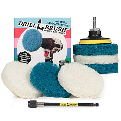 Drill Brush - Drill Attachment - Bathroom - Power Scrubber Pads - Cleaning Pads - Bath - Shower Door - Scouring Pad Kit - Bath Mat - Bathroom Sink - Shower Cleaner - Vinyl Flooring - Scrub Pads - color: 3x White Pads 3x Blue Pads