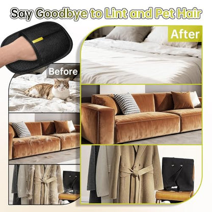 Electrostatic Pet Hair Remover Glove for Dogs &Cats, Reusable Cat Dog Magic Brush pet Hair, Suitable for Sofas, Clothing, Carpets, Curtains (2)