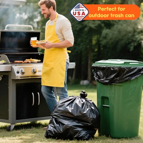 Delxo 55-60 Gallon Trash Bags, 100 Count – 0.9 Mil Medium Duty Garbage Bags, Durable & Puncture-Resistant Plastic Bolsas para basura, Perforated Design– Made in USA for Kitchen, Yard, Office (Black) - color: 60Gal-100Ct(Black)