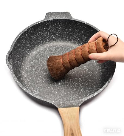 1 Pack Palm Dish Brush, Natural Palm Fiber Scrub Brush for Washing Dishes, Pots & Pans - Soft, Dense Bristles Non-Scratch, Hanging Loop for Easy Storage, Ideal for Kitchen Cleaning