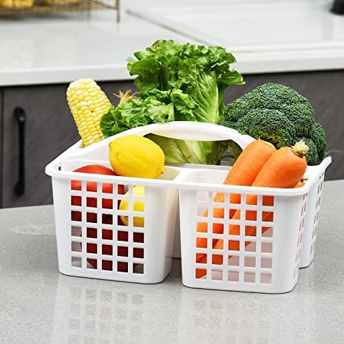 Haundry 3 Compartments Plastic Shower Caddy Basket, Portable Divided Cleaning Supply Storage Organizer with Handle (White) - color: A Style-White