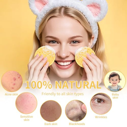 100-Count Compressed Facial Sponges, Natural Cosmetic Spa Sponges for Facial Cleansing, Exfoliating Mask, Makeup Remover, Travel Face Sponges - Yellow - color: Yellow