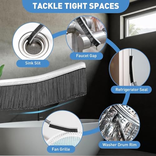 Hard Bristle Crevice Cleaning Brush, Small Cleaning Brushes, Grout Cleaner Brush, Toilet Brush, Scrub Brush for Shower Tile, Skinny Gap Cleaning Tools for Household Use(Pack of 6)