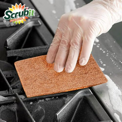 SCRUBIT 50 Pack Natural Scouring Pads - Heavy Duty Scrubbing Pads for Dishes - Non-Scratch - Reusable - Natural, Eco-Friendly, Biodegradable Sisal Brown Sponges for Dishes, Compostable - color: Natural Brown