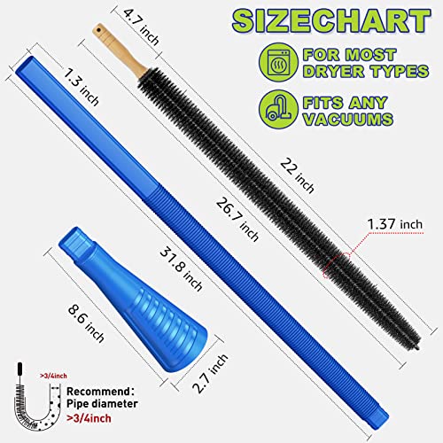Sealegend 2 Pieces Dryer Vent Cleaner Kit, Dryer Lint Vacuum Attachment with Dryer Lint Remover Brush for Power Washer and Dryer Vent Vacuum Hose (Deep Blue) | Dryer Lint Remover Brush,Dryer Vent Vacuum Hose Cleaner Replacement Parts - color: Deep Blue