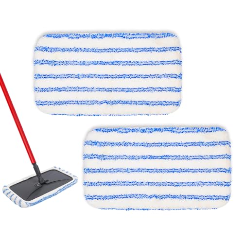 2-Pack Reusable Microfiber mop Pads, Compatible with Oceda 15x8 inch Flat mop, Wet and Dry use, deep Cleaning (mop Handle not Included).
