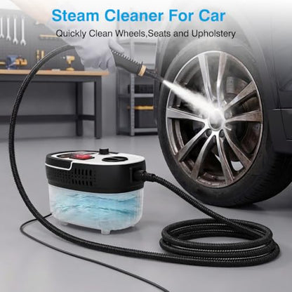 Steam Cleaner for Home & Car Detailing, 2500W High Pressure Portable Steamer with 6-Level Adjustable Steam, 15s Heat-Up, 9.8ft Long Hose, ANSI Z87.1 Goggles, 17-Pcs Kit for Tile, Grout, Hardwood - color: White