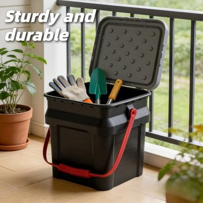 5 Gallon Heavy Duty Plastic Material Bucket Tote, Black, Adult