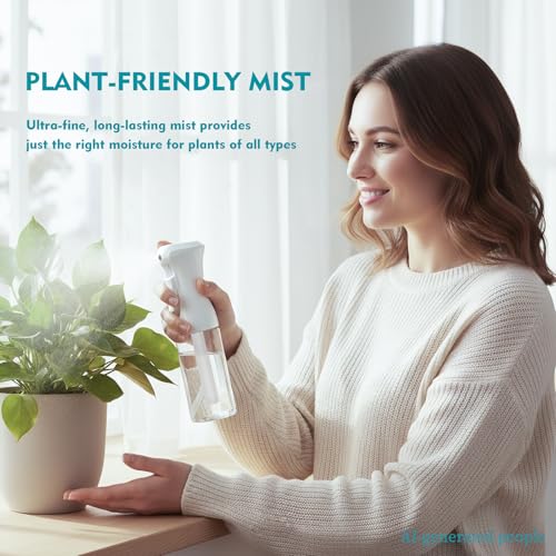 Continuous Spray Bottle, 6.8 OZ Hair Spray Bottles, Ultra-Fine Mister Spray Bottle for Hairstyling, Cleaning, Plants, Pets, Salons, and More (1 Pack) - color: White