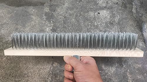 16" Heavy-Duty Rough Surface Floor Brush,Stainless Steel Wire Large Deck Scrub Brush 16" x 2.7” Removes Snow, Dirt & Grime on Drivways, Steps, Patios, Decks, Tile, Cement Without Stick (16") - size: 16"
