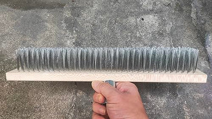 16" Heavy-Duty Rough Surface Floor Brush,Stainless Steel Wire Large Deck Scrub Brush 16" x 2.7” Removes Snow, Dirt & Grime on Drivways, Steps, Patios, Decks, Tile, Cement Without Stick (16") - size: 16"