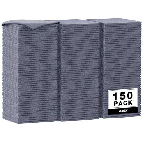 AIDEA Microfiber Cleaning Cloth Grey 150PK, Microfiber Towels for Cars, Premium Car Cloths, Dusting Cloth Lint Free Cleaning Rags for SUVs, House, Kitchen, Window, Workshops,12×12" - color: Grey, size: 150PK