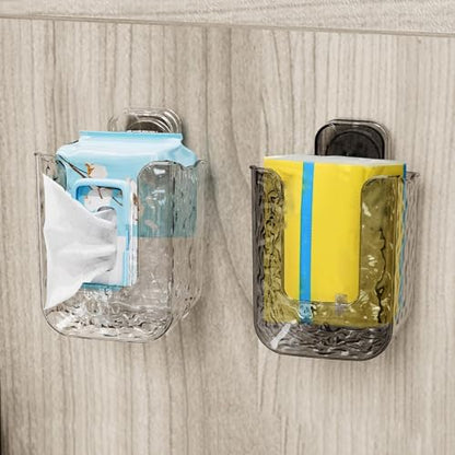 Suction Cup Wipes Holder, Wall Mounted Wet Wipe Dispenser with Suction Cup Easy to Installation Versatile Use Storage Case in Kitchen and Bathroom, grey