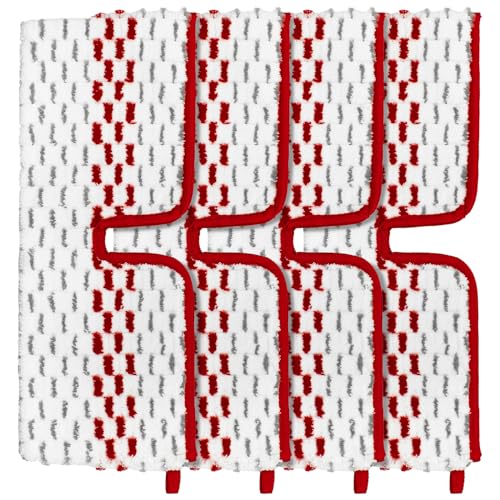 Microfiber Spray Mop Pads - Compatible with Promist MAX, Double Sided Replace Head for Dry/Wet Floor Cleaning Usable (4 Pack Red) - color: 4 Packs Red
