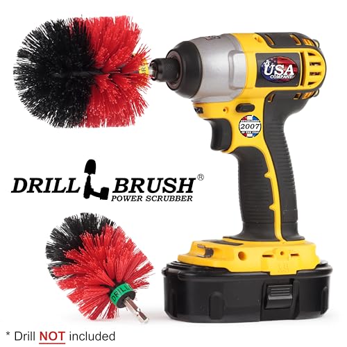Outdoor Cleaning Supplies - Garden and Statue Cleaning Brush Set - Patio and Deck Scrubbing Tools - Bird Bath Cleaning Brush - Concrete Cleaning Brushes - Stone Stain Removing Tool - Brick Brush - color: Red