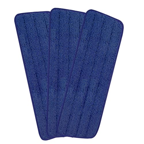 3 Pack 16.5 inch Reusable Mop Pads Microfiber Spray Mop Replacement Heads for Wet/Dry Mops Compatible with Bona Floor Care System (Darkblue ) - color: Darkblue Mop Pads