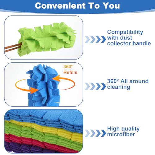 20 Pcs Reusable Duster Refills, 360° Fleece Cleaning Pads for Ceiling Fans, Blinds & Furniture (Blue, Pink, Yellow, Green, Purple, 7.3 x 4.7 Inches)