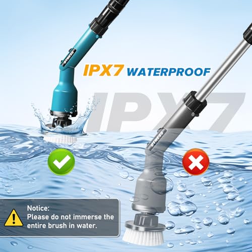 Electric Spin Scrubber for Makita 18V, Cordless Shower Cleaner with Free Adjustable Extension Arm, 1000RPM Clean Brush Waterproof w/ 8 Replaceable Heads for Tile Tub Kitchen Floor (NO Battery)