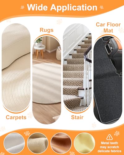 3 in 1 Carpet Rake for Pet Hair Removal Tool, 51” Adjustable Long Handle Pet Hair Removal Broom, Pet Grooming Brush, Cat Dog Hair Remover Carpet Scraper for Rugs, Mats - color: Orange-Black