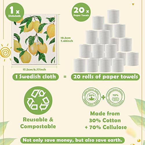 Lucomb Reusable Swedish Kitchen Dish Cloths, 8 Pack Replace Paper Towels Quick Drying Kitchen Sponges Dish Rags for Dishes Washing Home Cleaning Window Glass Wipes (Mixed Fruit) - color: Mixed Fruit