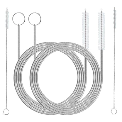 2 Pack 61 inch Long Flexible Drain Cleaning Brush and 2 PCS 7-inch Straw Brush, Suitable for Cleaning Feeding Tubes